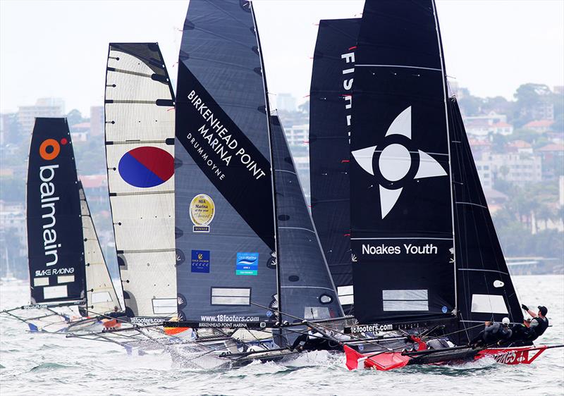 Race start last Sunday - 18ft Skiff Spring Championship photo copyright Frank Quealey taken at Australian 18 Footers League and featuring the 18ft Skiff class