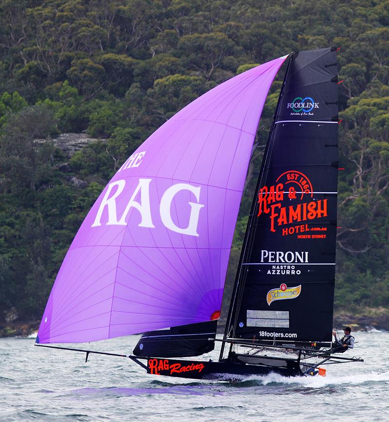 Rag and Famish Hotel will be looking for a better result in Race 2 - 2022-23 NSW Championship photo copyright Frank Quealey taken at Australian 18 Footers League and featuring the 18ft Skiff class