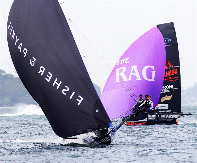 Fisher and Paykel finishes fouth just ahead of Rag & Famish Hotel - 2022-23 NSW Championship photo copyright Frank Quealey taken at Australian 18 Footers League and featuring the 18ft Skiff class