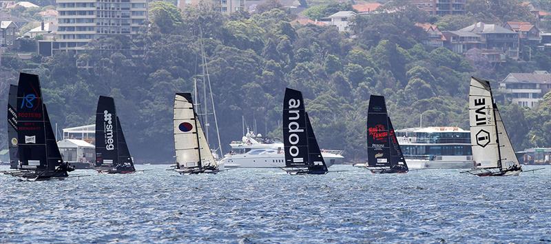 ILVE led the fleet early in Sunday's race - 2022-23 NSW Championship photo copyright Frank Quealey taken at Australian 18 Footers League and featuring the 18ft Skiff class