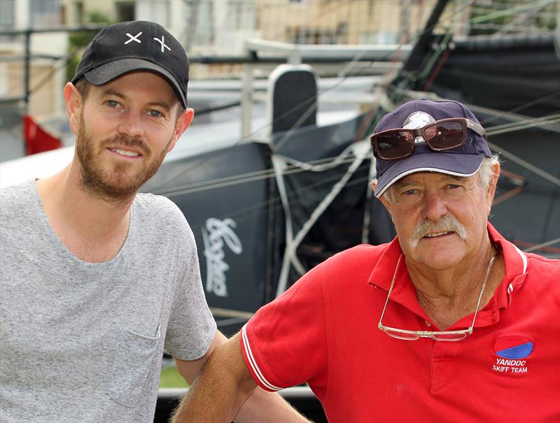Woody and Herman together in the rigging area in 2020 photo copyright Frank Quealey taken at Australian 18 Footers League and featuring the 18ft Skiff class