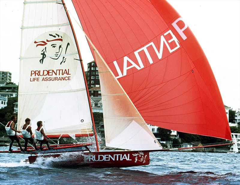 Phil Barnett, sheet hand on 1989 world champion, Prudential photo copyright Bob Ross photo taken at Australian 18 Footers League and featuring the 18ft Skiff class