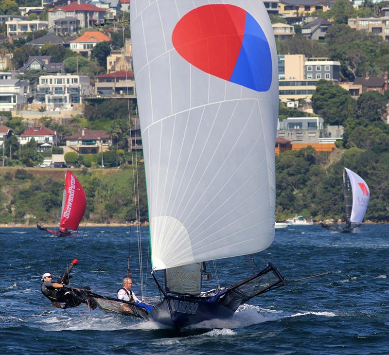 Yandoo, a winner in Race 3 of the NSW 18ft Skiff Championship photo copyright Frank Quealey taken at Australian 18 Footers League and featuring the 18ft Skiff class