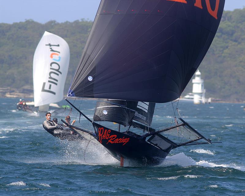 Rag and Famish Hotel defeats Finport Finance in Race 3 - 18ft Skiff Australian Championship photo copyright Frank Quealey taken at Australian 18 Footers League and featuring the 18ft Skiff class
