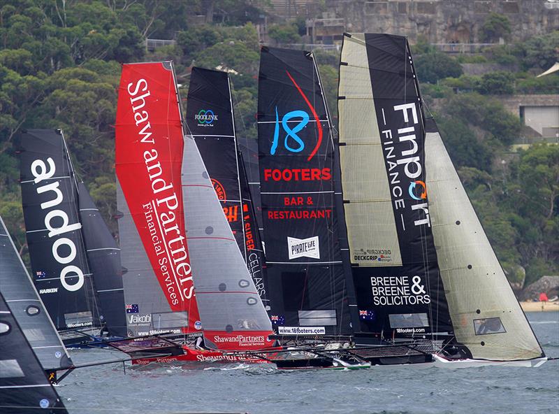 Shortly after the start - 18ft Skiff Australian Championship photo copyright Frank Quealey taken at Australian 18 Footers League and featuring the 18ft Skiff class