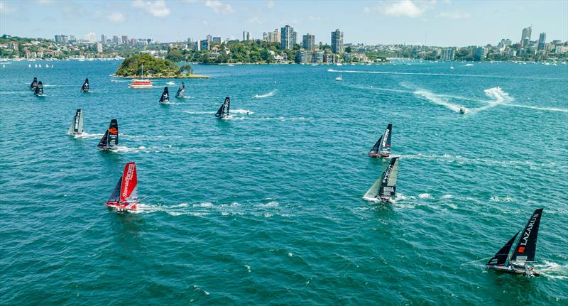 The 18ft Skiff fleet on Sydney Harbour photo copyright Michael Chittenden taken at Australian 18 Footers League and featuring the 18ft Skiff class
