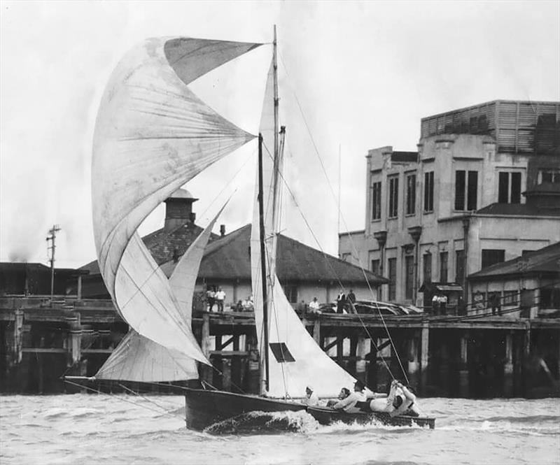 Australia, (Bill Stanley) the 1946-47 Australian champion, on the Brisbane River photo copyright Archive taken at Australian 18 Footers League and featuring the 18ft Skiff class