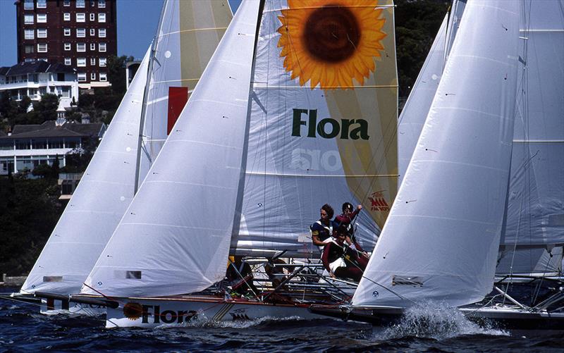 Three of the 'pencil' skiffs in action - JJ Giltinan Worlds photo copyright Bob Ross taken at Australian 18 Footers League and featuring the 18ft Skiff class