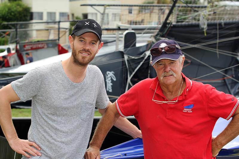 John (Woody) Winning and Herman in the rigging area photo copyright Frank Quealey taken at Australian 18 Footers League and featuring the 18ft Skiff class
