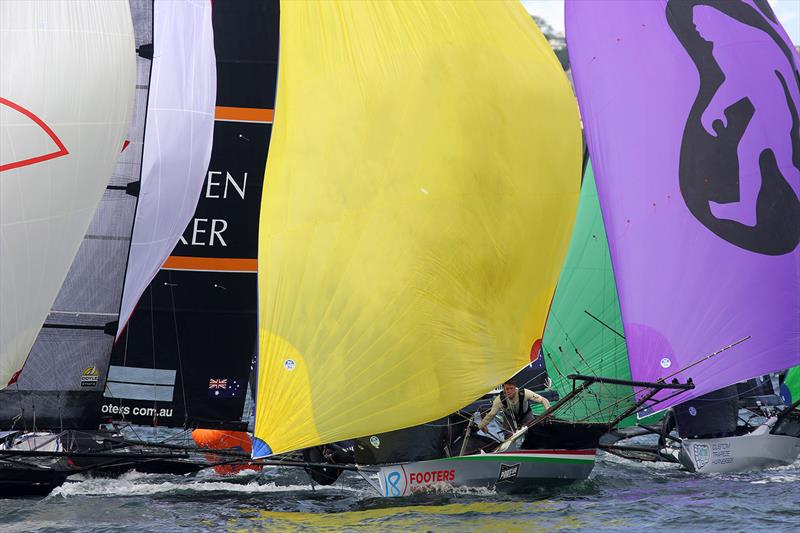 The wing mark on 18ft Skiff 73rd JJ Giltinan Championship Day 1 photo copyright Frank Quealey taken at Australian 18 Footers League and featuring the 18ft Skiff class