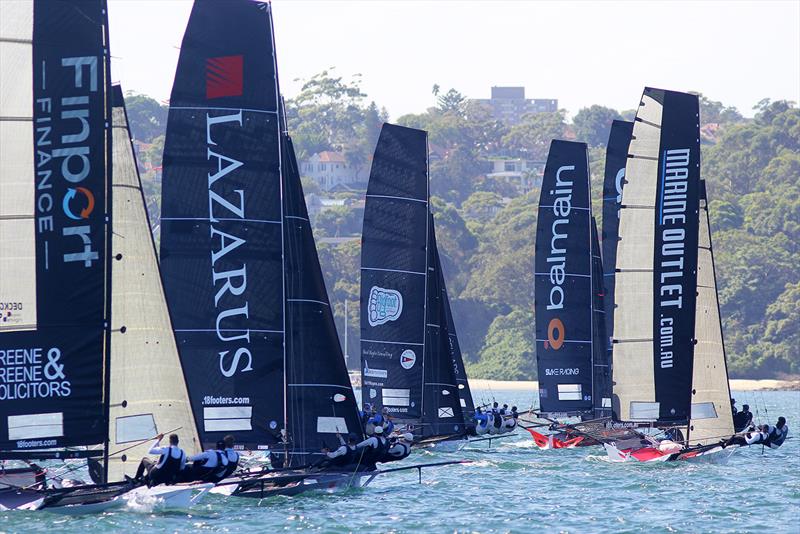 Start of race 4 on 18ft Skiff 73rd JJ Giltinan Championship Day 3 photo copyright Frank Quealey taken at Australian 18 Footers League and featuring the 18ft Skiff class