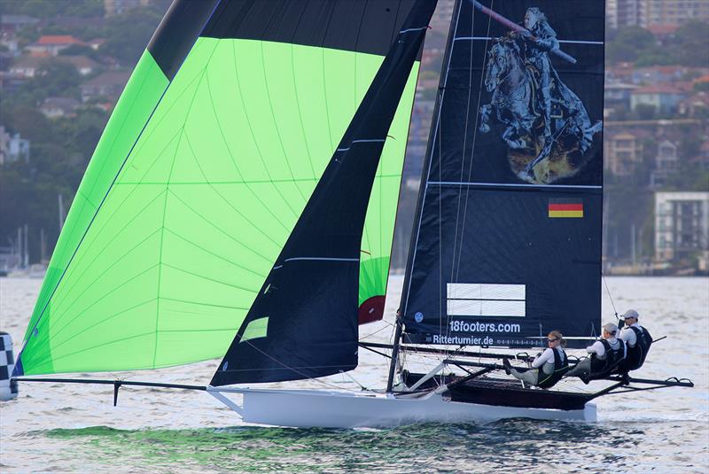 Germany's Black Knight home 6th in fading light in Race 6 on 18ft Skiff 73rd JJ Giltinan Championship Day 4 - photo © Frank Quealey