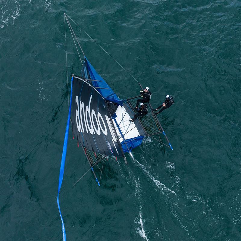 Blue ribbon for the champion - Winning Group 73rd JJ Giltinan 18ft Skiff Championship photo copyright Michael Chittenden taken at Australian 18 Footers League and featuring the 18ft Skiff class