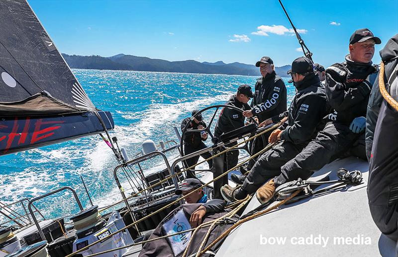 John 'Woody' Winning at the helm of Andoo Comanche - photo © Bow Caddy