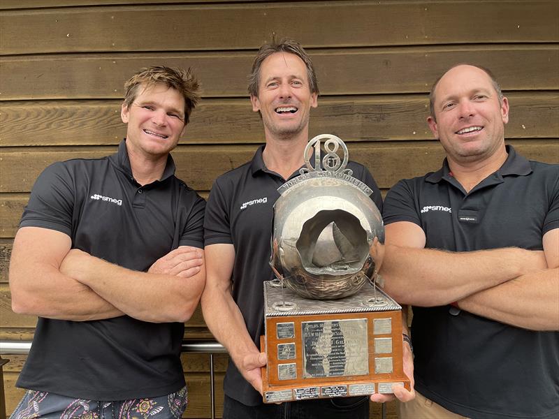 2021 Giltinan World champions Trent Barnabas, Michael Coxon, Ricky Bridge photo copyright Jessica Crisp taken at Australian 18 Footers League and featuring the 18ft Skiff class