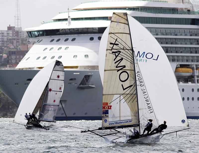 Australian and USA female teams at the 2013 Giltinan World Championship photo copyright Frank Quealey taken at Australian 18 Footers League and featuring the 18ft Skiff class