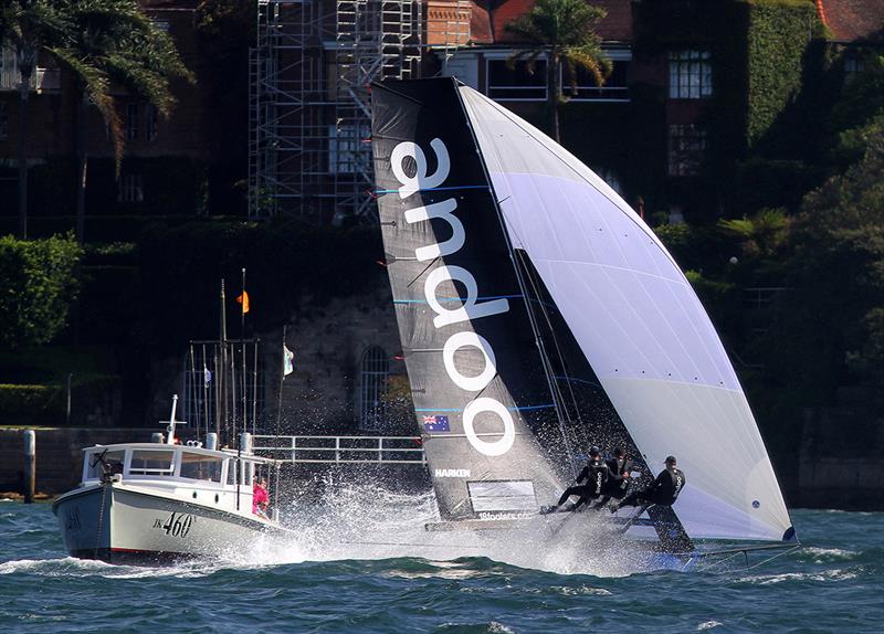 Andoo crosses the finish line to win the JJ Giltinan world 18 footer Championship - photo © Frank Quealey