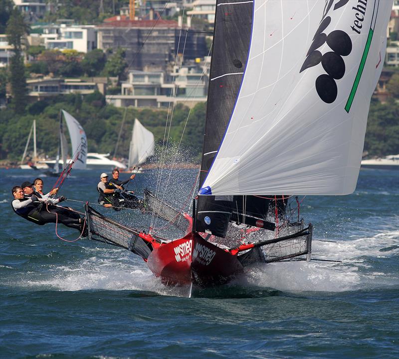 Smeg heading for victory at the 2021 JJs photo copyright Frank Quealey taken at Australian 18 Footers League and featuring the 18ft Skiff class