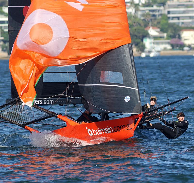Balmain  - Struggling to make the bottom mark photo copyright Frank Quealey taken at Australian 18 Footers League and featuring the 18ft Skiff class
