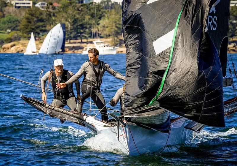 Finport Finance's crew drop the spinnaker at the bottom mark - 18ft Skiff 2023-24 Spring Championship - photo © SailMedia