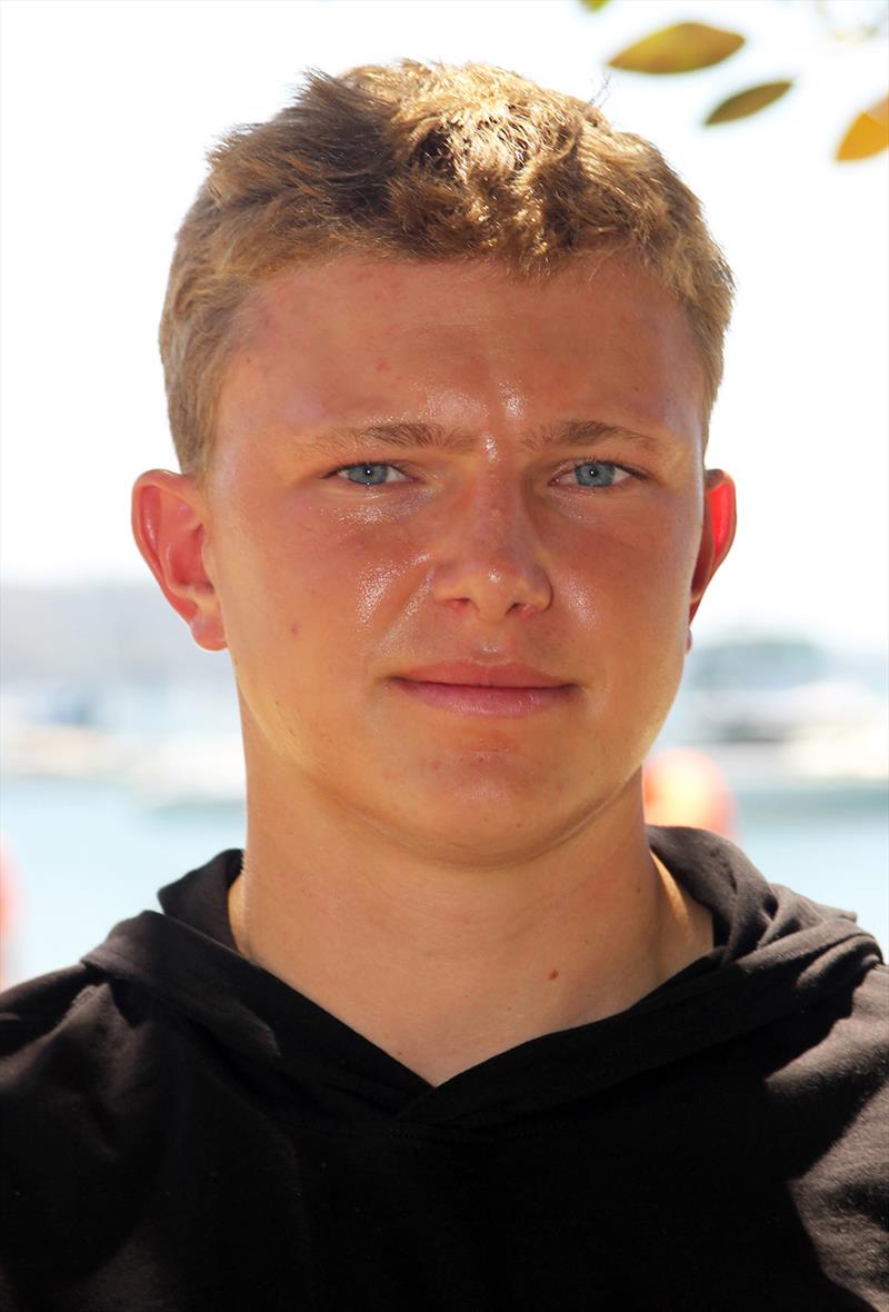 Jacob Marks, skipper of equal leader The Oak Double Bay-4 Pines in the Spring Championship photo copyright Frank Quealey taken at Australian 18 Footers League and featuring the 18ft Skiff class