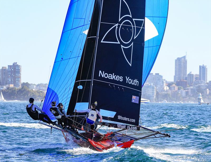 Noakes Red, -24, Bec Hancock and Andrea Davey, is Sean Langman's latest Noakes Youth skiff photo copyright SailMedia taken at Australian 18 Footers League and featuring the 18ft Skiff class