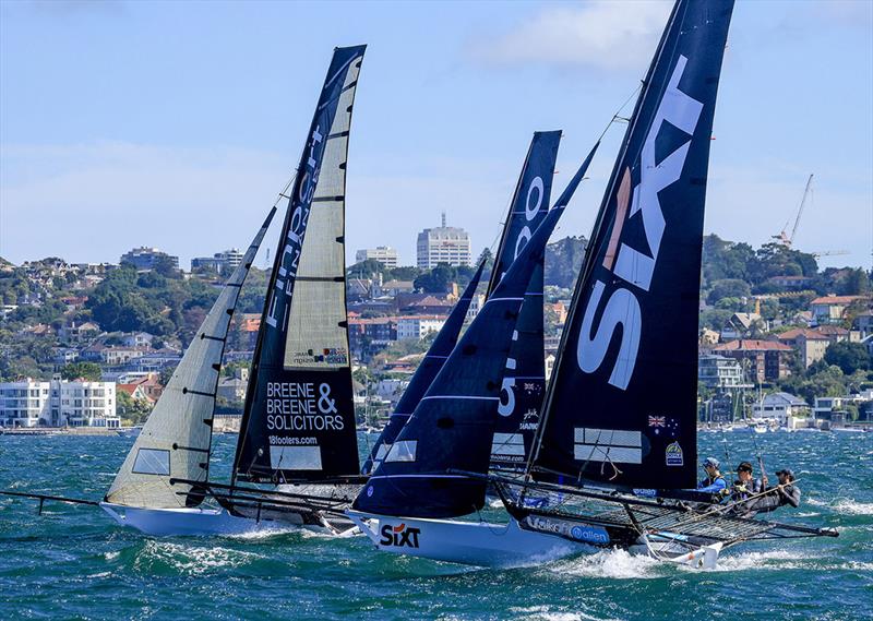 The fleet head out from the start - 2023-24 NSW 18ft skiff Championship - photo © SailMedia