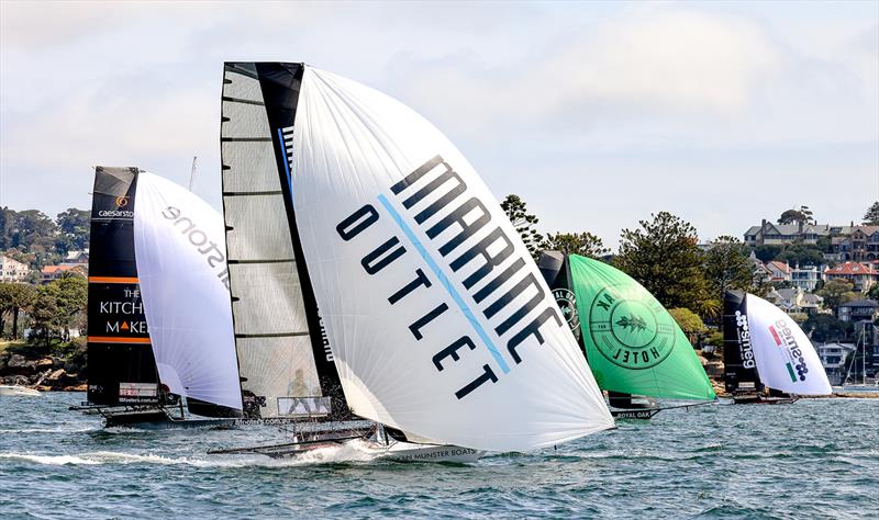 Marine Outlet run to the bottom mark - 2023-24 NSW 18ft Skiff Championship - photo © SailMedia