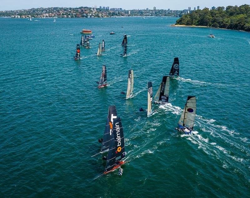 The start of Race 7 - 2023-24 NSW 18ft Skiff Championship photo copyright SailMedia taken at Australian 18 Footers League and featuring the 18ft Skiff class