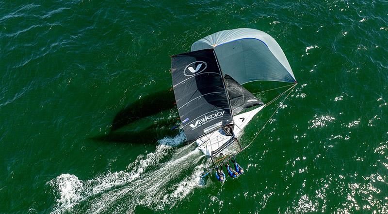 Vaikobi at pace down the first spinnaker run - 18ft Skiff Australian Championship Race 2 - photo © SailMedia