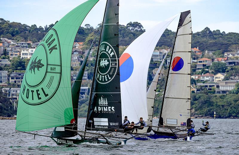 The Oak Double Bay-4 Pines challenges Yandoo last Friday evening in the Super Sprint Series - Australian 18ft Skiff Championship - photo © SailMedia