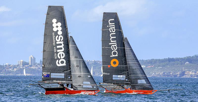 The race for sixth place as Smeg and Balmain approach the finish line - 18ft Skiff Australian Championship  - photo © SailMedia