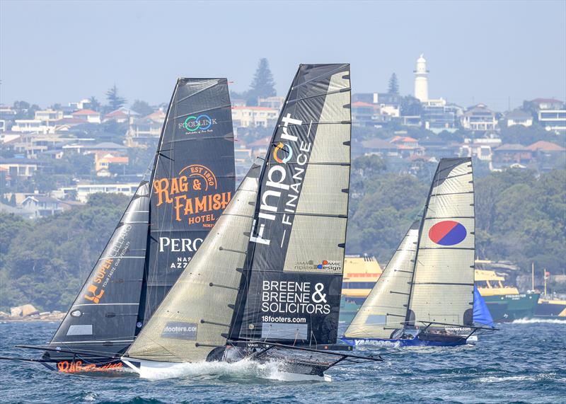 The leading group had a tough battle all through the race - 18ft Skiff Australian Championship - photo © SailMedia