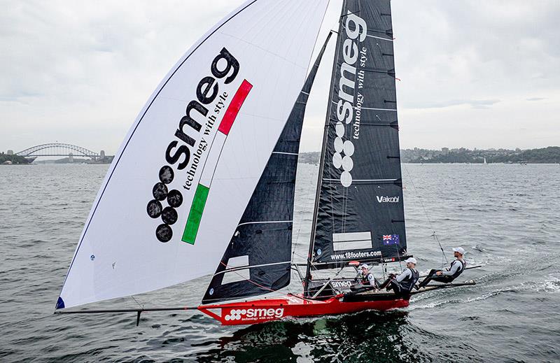 Smeg cruises to victory in today's final race of the Australian Championship - 18ft Skiff Australian Championship photo copyright SailMedia taken at Australian 18 Footers League and featuring the 18ft Skiff class