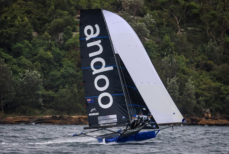 18ft Skiff 2024 JJ Giltinan Championship Race 1: Defending champion Andoo photo copyright SailMedia taken at Australian 18 Footers League and featuring the 18ft Skiff class