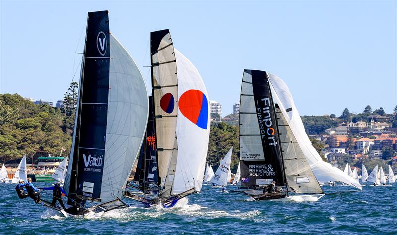 First spinnker run during race 8 of the 18ft Skiff Winnings 2024 JJ Giltinan Championship - photo © SailMedia