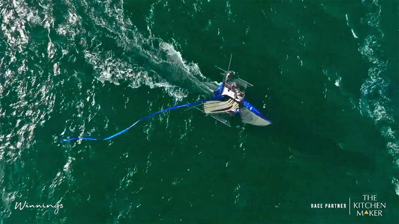 Blue Ribband of another kind ....but still marks who the Champ is! 2024 JJ Giltinan Winner, Yandoo, Micah Lane, Jasper 'Fang' Warren, and Lewis Brake photo copyright Australian 18 Footers League taken at Australian 18 Footers League and featuring the 18ft Skiff class