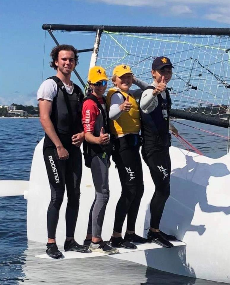 Jacob Marks and Ben Crafoordwere taken for a ride on Vintec by Alex and Hugo Leeming in 2021 photo copyright Beau Junk taken at Australian 18 Footers League and featuring the 18ft Skiff class