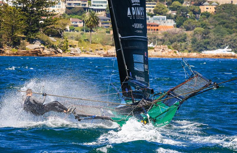 Crew in action during their Spring Championship victory photo copyright SailMedia taken at Australian 18 Footers League and featuring the 18ft Skiff class