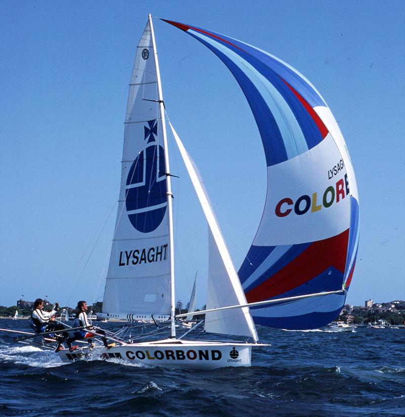 Lysaght Colorbond runner up to Color 7 at the 1982 worlds photo copyright Bob Ross taken at Australian 18 Footers League and featuring the 18ft Skiff class