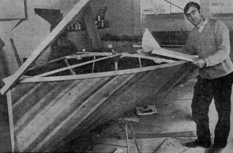 Dave Porter with first Australian Bruce Farr hull photo copyright Newspaper clipping taken at Australian 18 Footers League and featuring the 18ft Skiff class