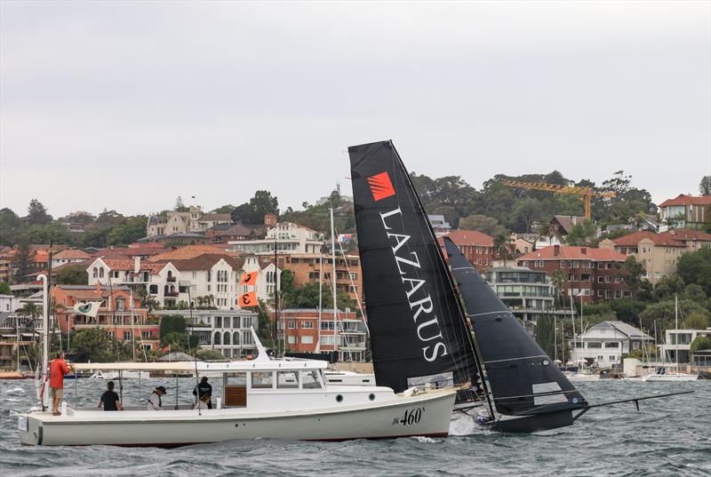 Lonely starter - 2025 SIXT Spring 18ft skiff Championship photo copyright SailMedia taken at Australian 18 Footers League and featuring the 18ft Skiff class