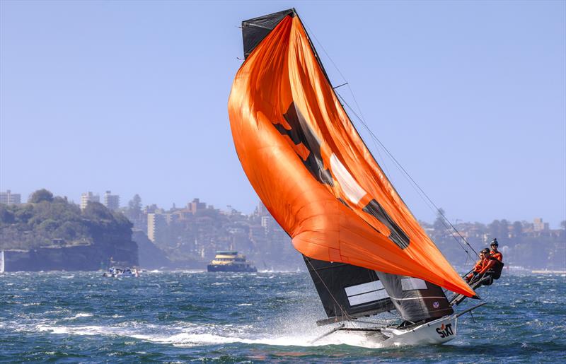 Sixt heads to the wing mark - 18ft Skiff Club Championship Race 1 and SIXT Spring Championship Race 2 photo copyright SailMedia taken at Australian 18 Footers League and featuring the 18ft Skiff class