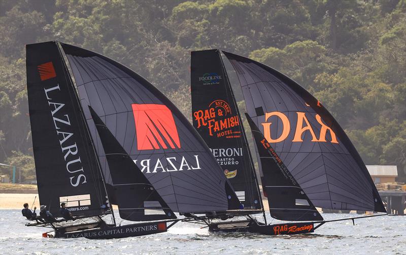 Battling for the lead at the 2024 Giltinan Championship photo copyright SailMedia taken at Australian 18 Footers League and featuring the 18ft Skiff class