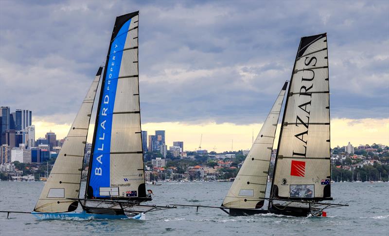 Sothebys Ballard Properties and Lazarus Capital Partners were mid fleet throughout the race - 18ft Skiff SIXT Spring Championship Race 3 photo copyright SailMedia taken at Australian 18 Footers League and featuring the 18ft Skiff class