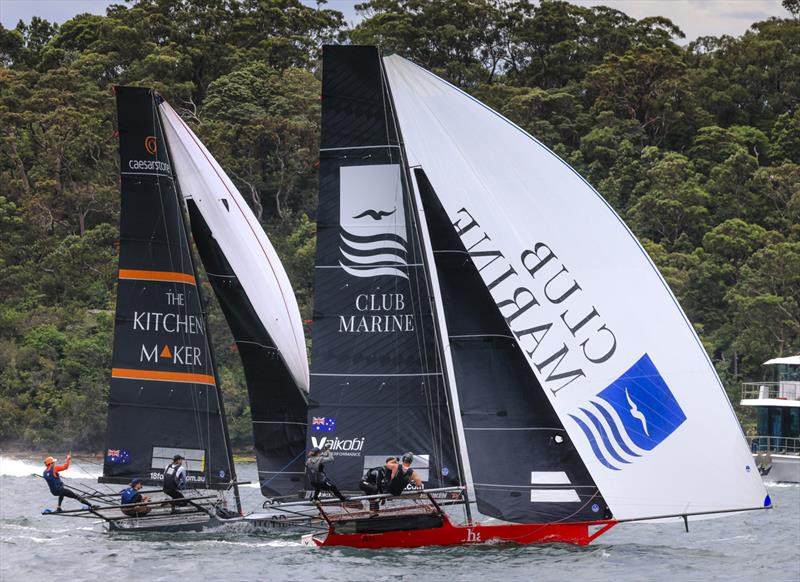 Club Marine and The Kitchen Maker in Race 3 photo copyright SailMedia taken at Australian 18 Footers League and featuring the 18ft Skiff class