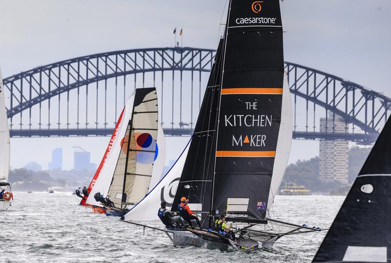 The Kitchen Maker chases the leaders down the first spinnaker run - 18ft Skiff Club Championship Race 2 and SIXT Spring Championship Race 4 - photo © SailMedia