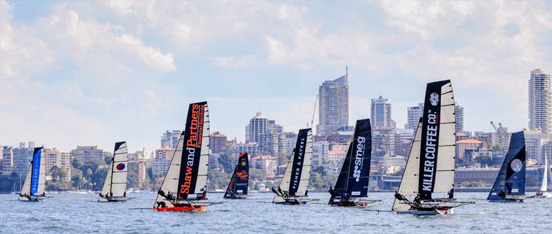 Bec's Sotheby's Balard Property leads the fleet across the harbour - photo © SailMedia