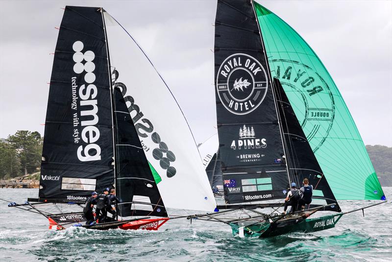 18ft Skiff NSW Championship - Smeg and The Oak Double Bay in close action photo copyright SailMedia taken at Australian 18 Footers League and featuring the 18ft Skiff class