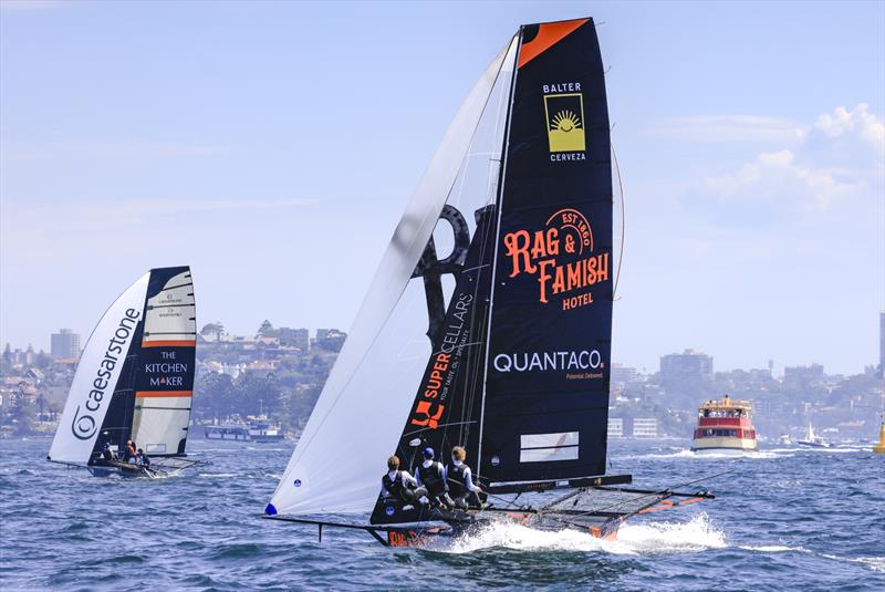 First spinnaker run - President's Trophy Season Pointscore Race photo copyright SailMedia taken at Australian 18 Footers League and featuring the 18ft Skiff class